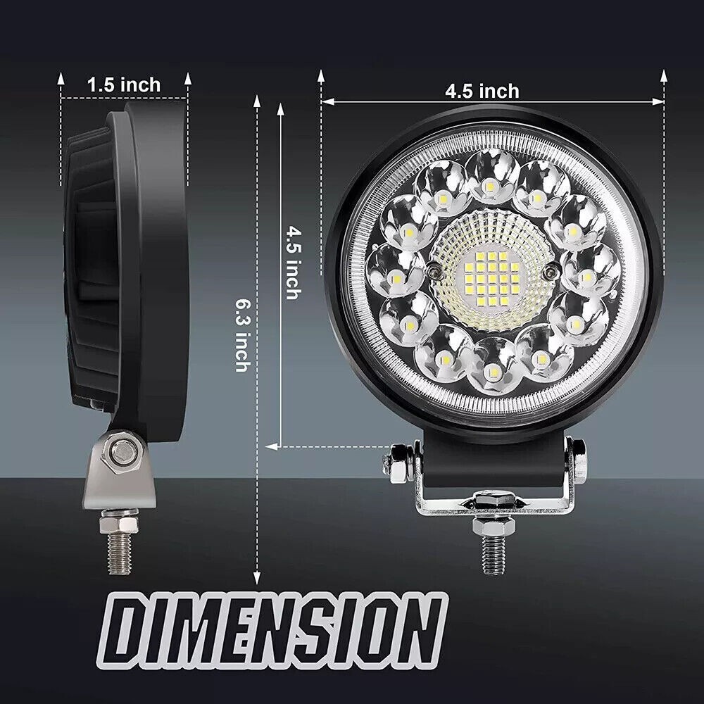 Pair 5"inch Round LED Work Light Bar Flood Spot Light Driving Lamp For Offroad