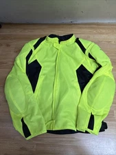 First Gear Riding Jacket Size XL High Vis Yellow Full Zip Body Armor Riding Gear