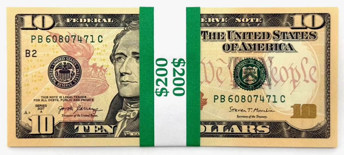 Uncirculated Uncertified $10 US Small Size Paper Money Notes for