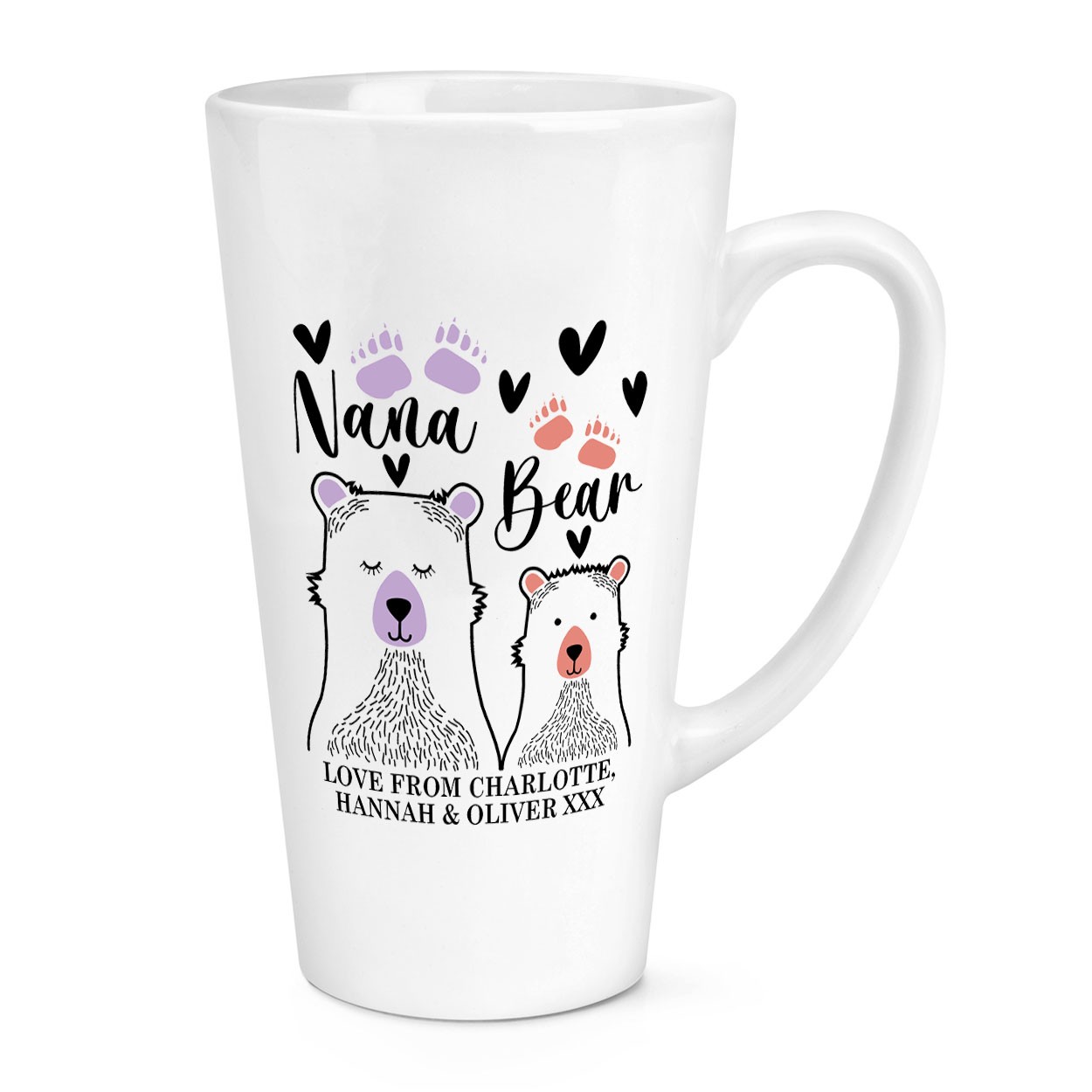 Personalised Nana Bear 17oz Large Latte Mug Cup Mothers Day Grandma Birthday