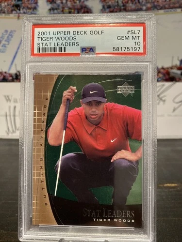 2001 Upper Deck Stat Leaders Tiger Woods #SL7 (RC) PSA 10