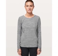 Lululemon Swiftly Tech Long Sleeve Size 4 Breeze Relaxed Fit Black  White