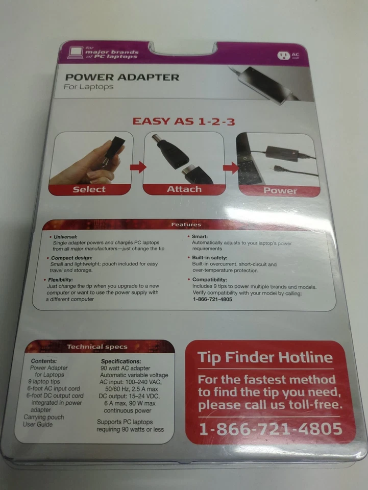 NEW - Targus APA68US 90W (Universal) Notebook AC Adapter w/9-Power Tips - Image 2 of 3