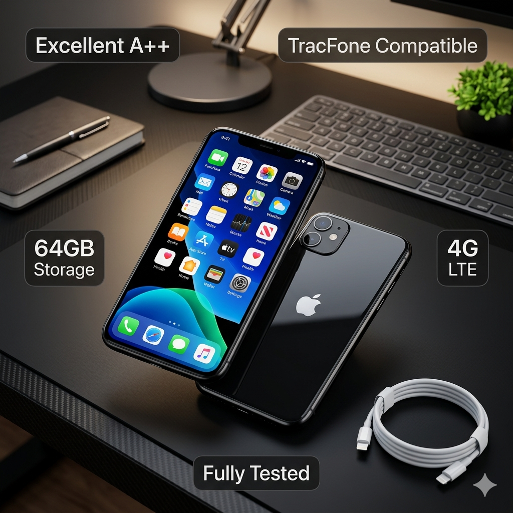 Apple iPhone 11 64GB Black TracFone MM693LL/A 4G LTE Smartphone