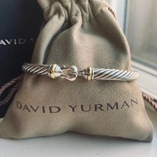 David Yurman Cable Buckle Bracelet 925 Sterling Silver 18K Gold Signed