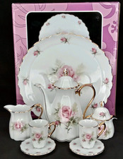 Vintage 10 Piece Porcelain Rose Toy Tea Set  Original Box Price Products 1990s