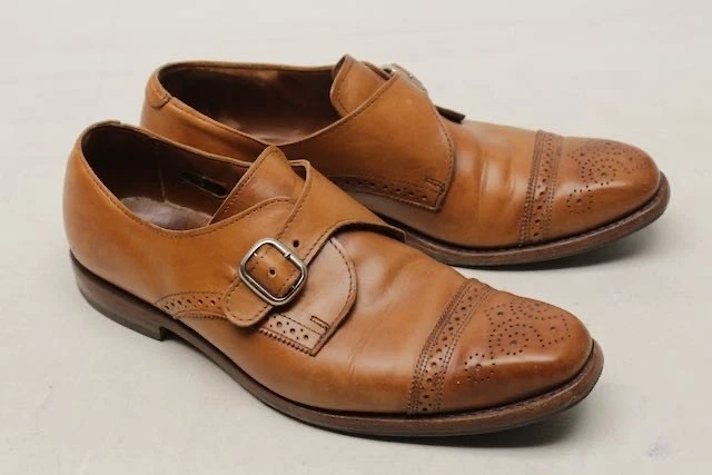 Vintage 80s Allen Edmonds Montague Kiltie Monk‎ Strap Brown Leather Loafers 8.5 Vintage 80s Allen Edmonds Montague Kiltie Monk Strap Brown  main image 4