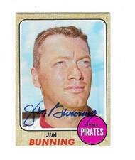 Jim Bunning 1968 Topps Card #215 Signed