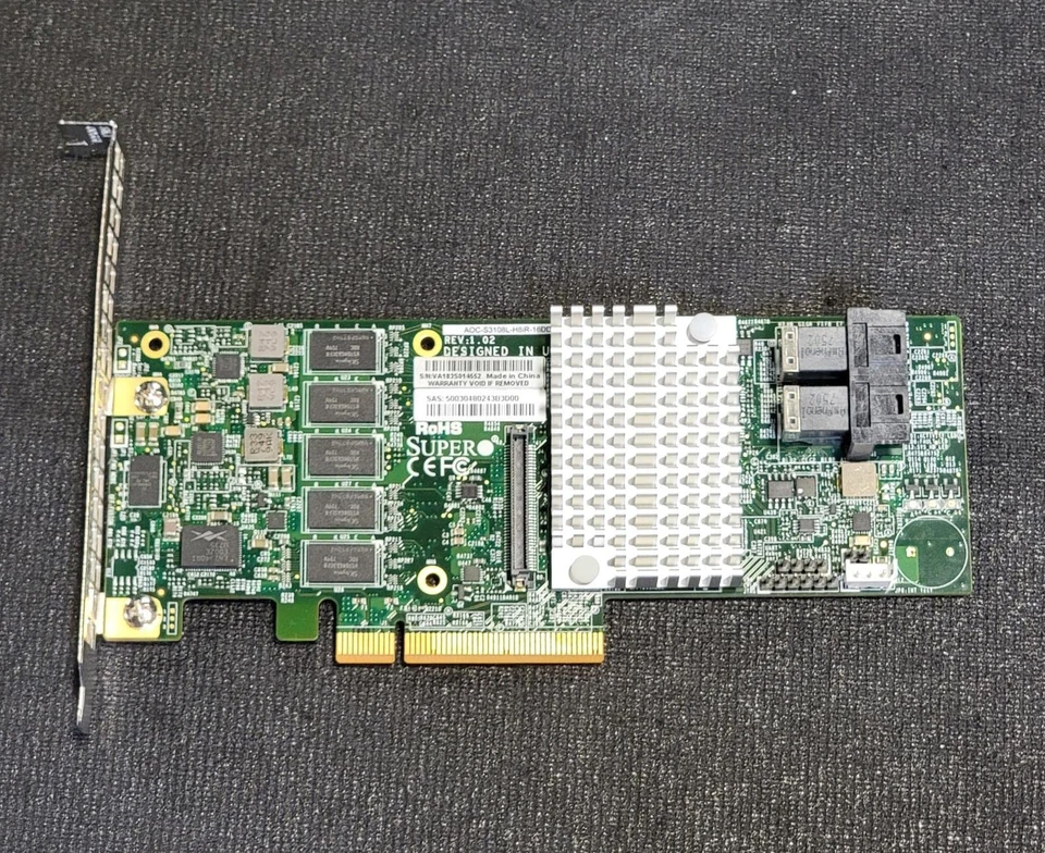 Supermicro AOC S3108L H8IR 16DD RAID Card PCIe 3.0 SATA SAS Low Profile - Image 3 of 4