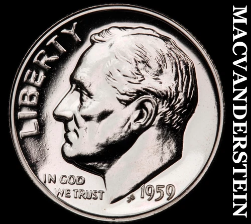 1959 Silver Roosevelt Dime - Choice Gem Proof  Lustrous  No Reserve  #G8394