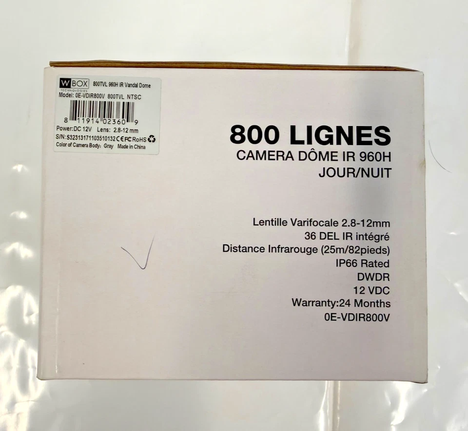 WBox Technologies 800 TVL 960H IR Vandal Dome True Day/Night - Image 2 of 3