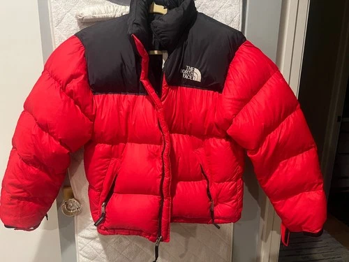 Vintage 90s North Face Nuptse 700-Fill Down Puffer Jacket - Red/Black - Men's M - product listing photo
