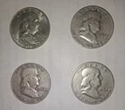 Lot (4) USA 90% Ben Franklin Silver Half Dollars