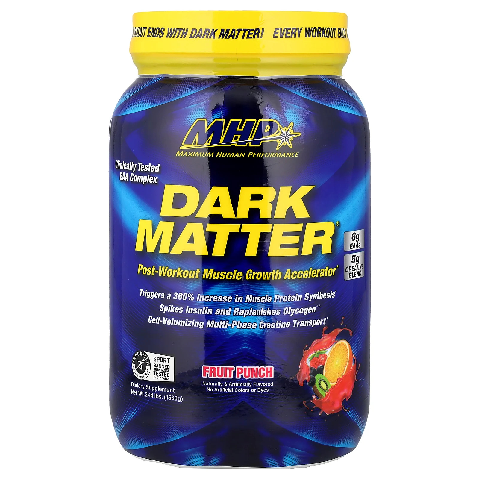 DARK MATTER, Ускоритель роста мышц после тренировки, Фруктовый пунш, 3,44 фунта