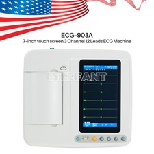 7'' Touch Screen 3 Channel Electrocardiograph Device 12-Lead ECG EKG Machine