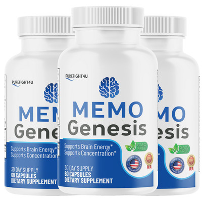 Memo Genesis Supports Brain Energy Formula Capsules Supplement - 3 Bottles