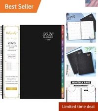 Elegant 2026 Weekly & Monthly Planner - Waterproof, 9" x 11" with Colorful Tabs