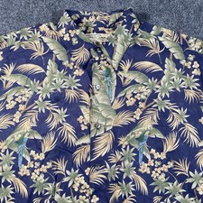 Tori Richard Short Sleeve Hawaiian Shirt Mens L Cotton Lawn Made in USA Parrot