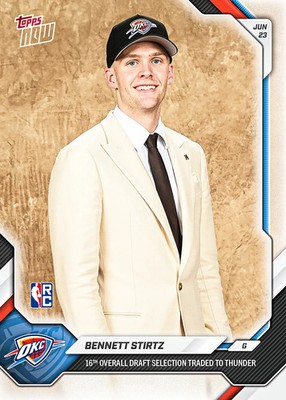 Bennett Stirtz RC Draft 16th Thunder 2025-26 NBA Topps NOW - Card BST2 Presale