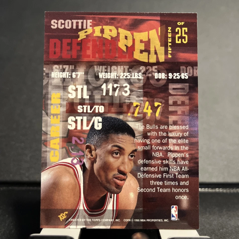 1994-95 Topps Stadium Club - Super Skills Scottie Pippen #15 Gold Foil Insert NM - Image 2 of 2