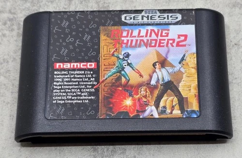 Vintage Rolling Thunder 2 Sega Genesis 16-Bit Original OEM Cartridge 1991