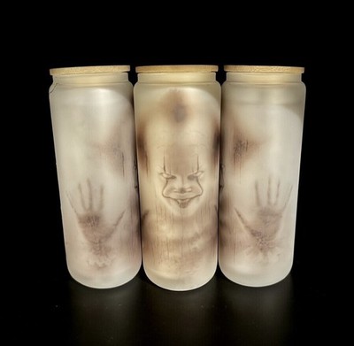 IT Movie 20oz Frosted Glass Tumbler with Straw, IT Movie Pennywise Clown Cup