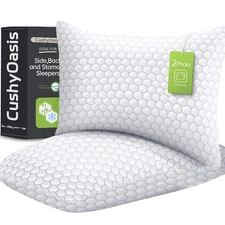 Memory Foam Bed Pillow, Adjustable Cooling Pillow Set Of 2, Queen, White