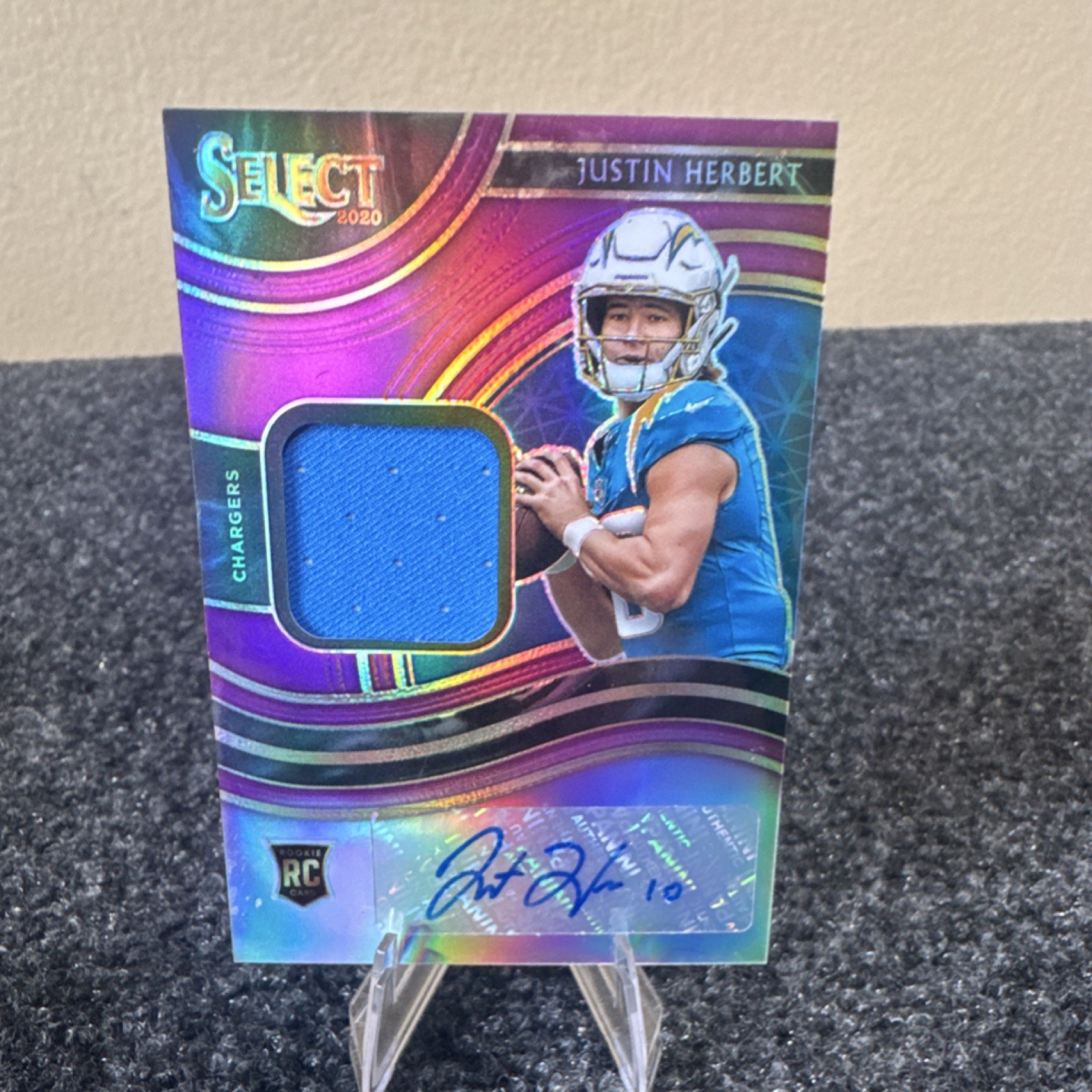 Panini 2020 Select Justin Herbert Rookie Prizm Patch Auto #RSM-JHE /25 Chargers