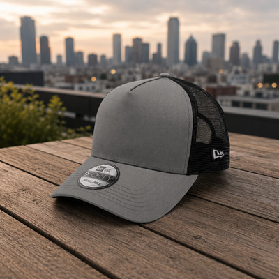 Custom Grey Trucker Hat Embroidered Logo Adjustable Mesh Cap Racing Motorsport