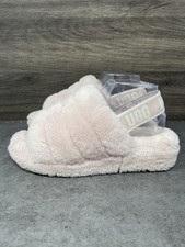 UGG Fluff Yeah Slides Slippers Womens Size 8 Pink Fur Slip On