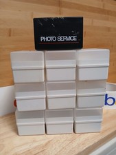 Set of 10 Vintage Plastic Slide Boxes Storage Containers 1 black 9 white used