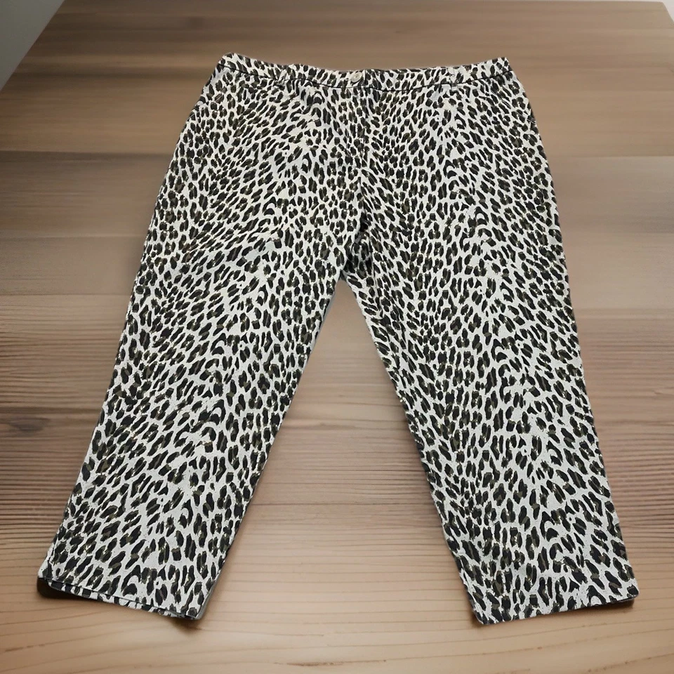 Pantalones capri para mujer Larry Levine con estampado de guepardo marrón negro talla 22w Foto 2 de 4
