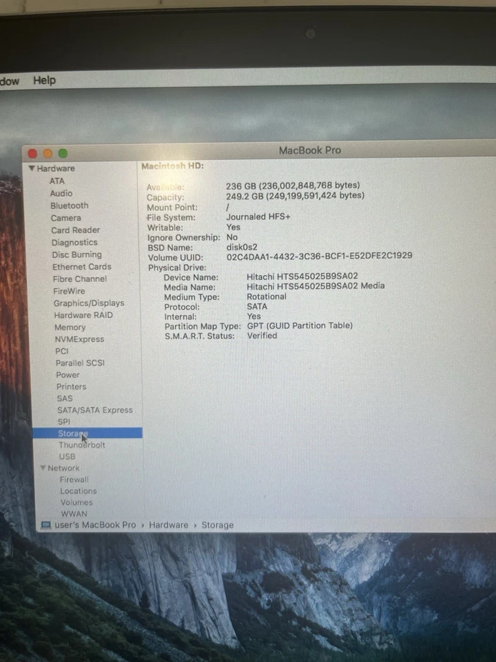 Apple Macbook Pro 15” (core 2 Duo, 4gb Ram, 250gb Ssd)-macOS El Capitan - Tested - Image 4 of 4