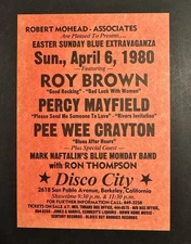 ROY BROWN PERCY MAYFIELD PEE WEE CRAYTON Original 1980 Concert Flyer RARE Blues