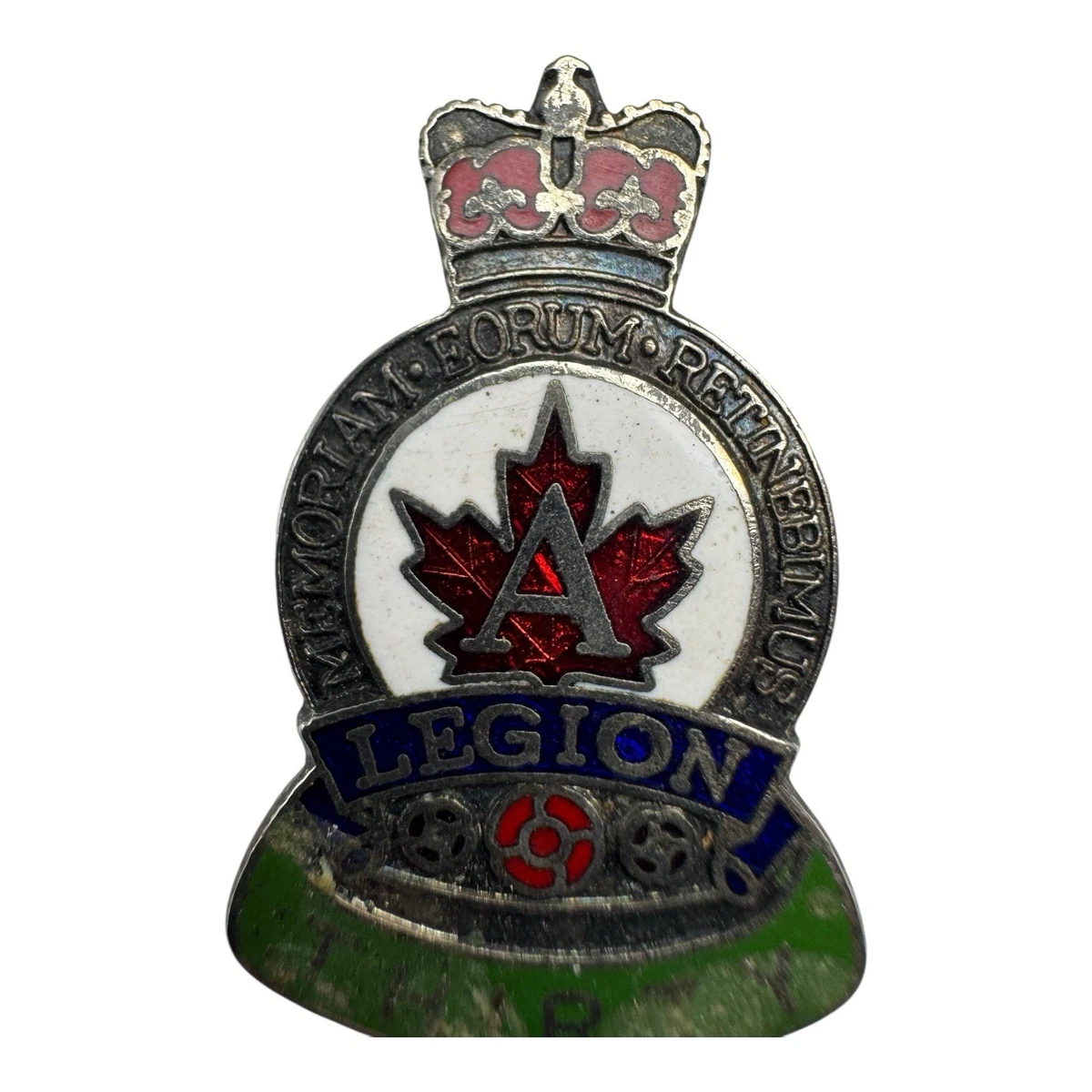 Vintage Canadian Legion Pin Maple Leaf & Crown – “Memoriam Eorum Retinebimus”