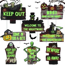 8 PCs Halloween Decorations Outdoor Tombstone Yard Sign With Stakes - Glow in...