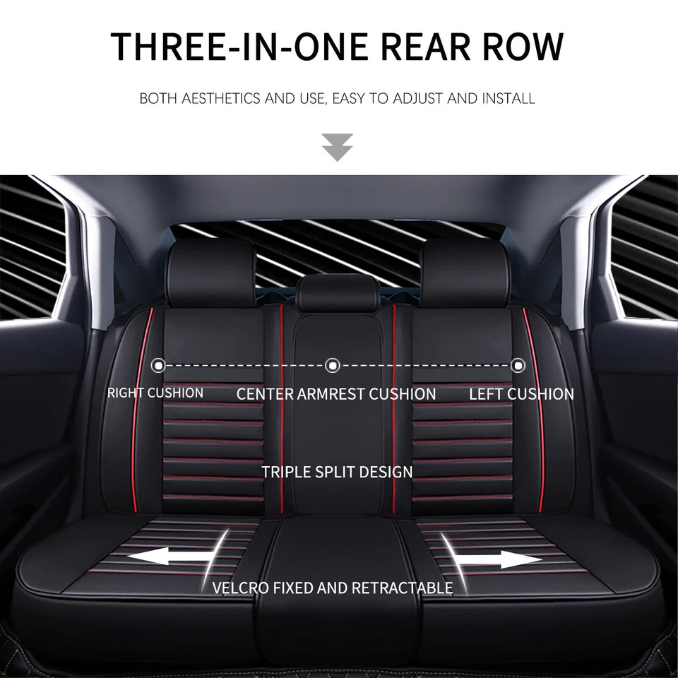 Luxury PU Car Seat Covers 2/5-Seat Cushion Front& Rear For Hyundai Genesis Coupe - Image 4 of 4