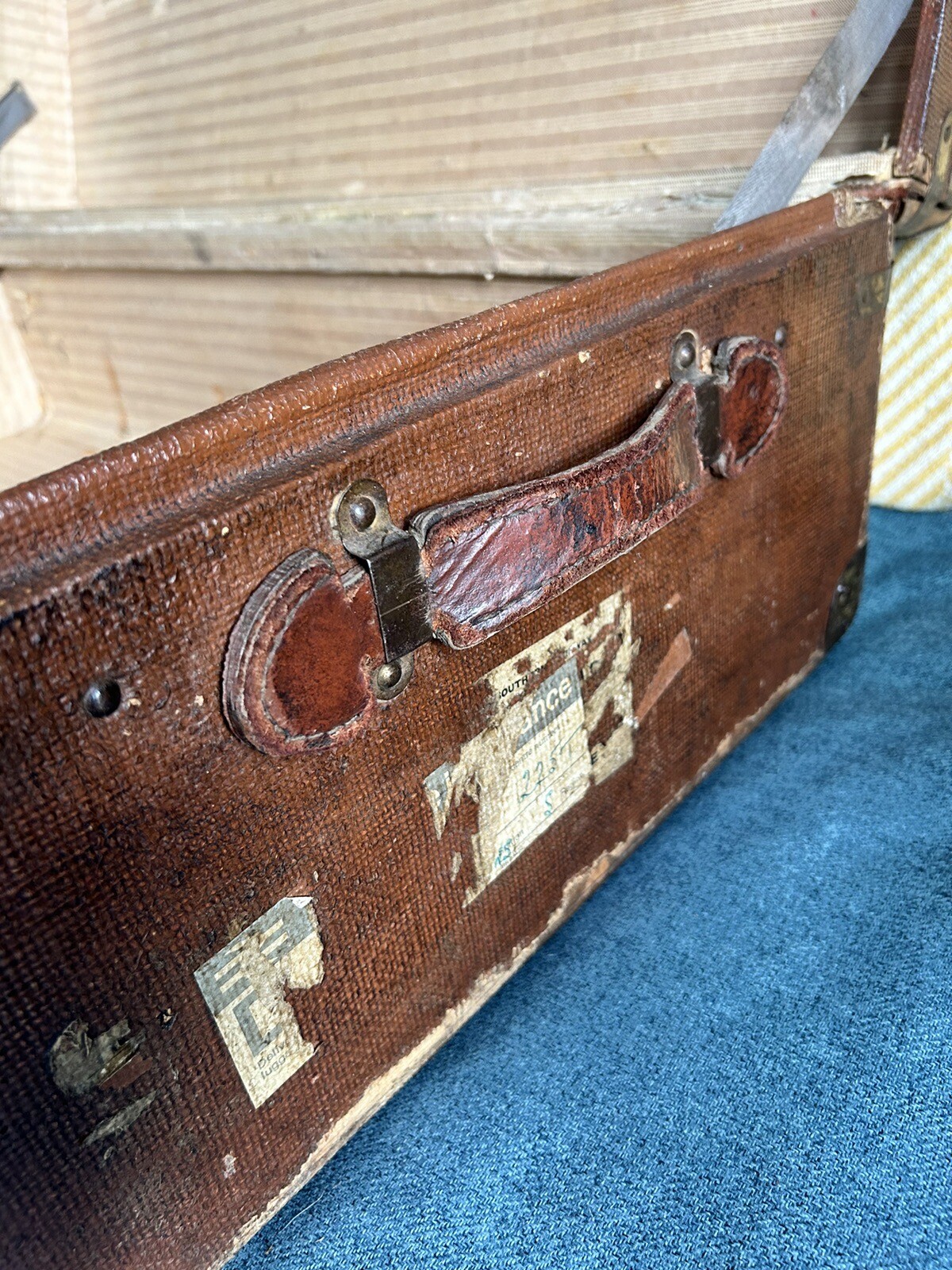 Vintage Wooden Banded Steamer Trunk eBay