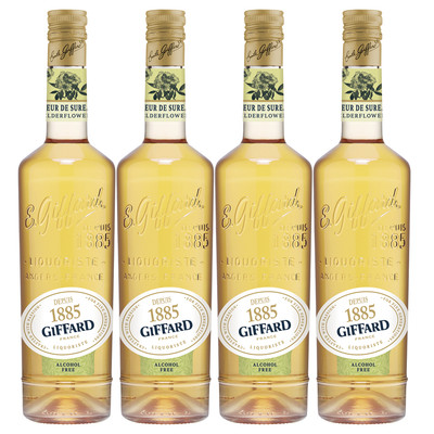 Giffard Depuis 1885 Elderflower Alcohol-Free Liqueur Syrup - Made in France 4 PK