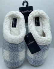 Cuddle Duds High Rise/Ivory Plaid Buffalo Check Slip on Slippers Size 5/6 42