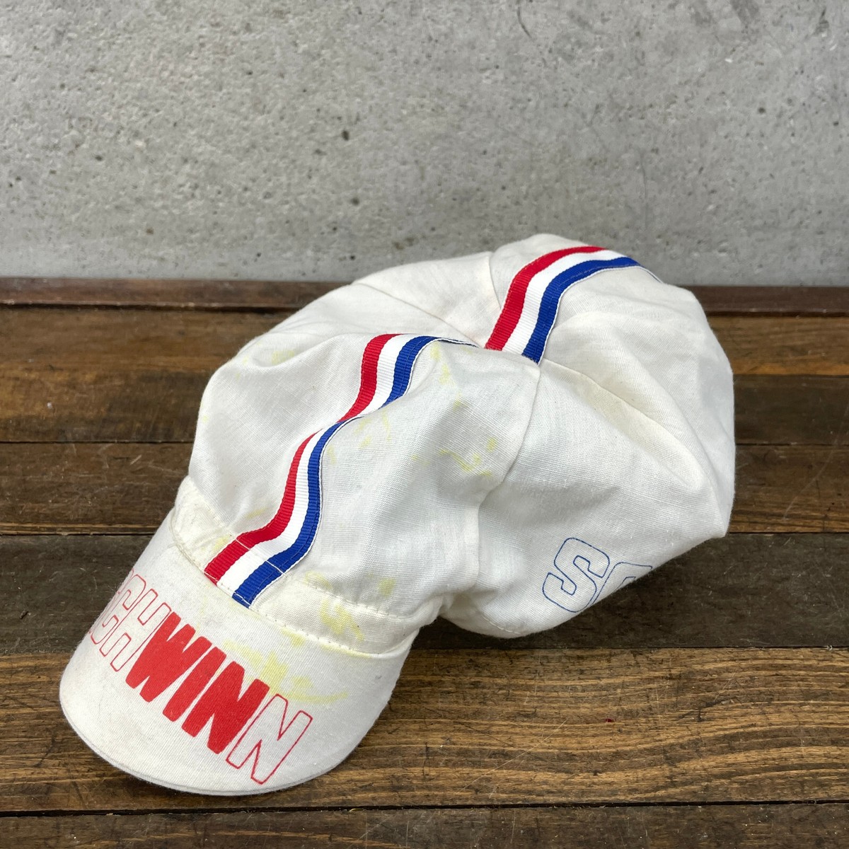 Vintage Schwinn Cycling Hat Cap Stripe Bicycle Race Bike Eroica