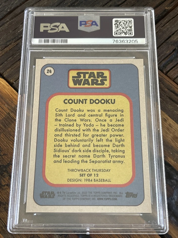 Count Dooku 2023 Topps Throwback Thursday Star Wars #24 PSA 10 GEM MT 💎💎 - Image 2 of 2