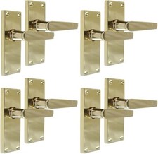 Brass Door Handles Interior Door Handles-Victorian Straight Door Handles 4 Pairs