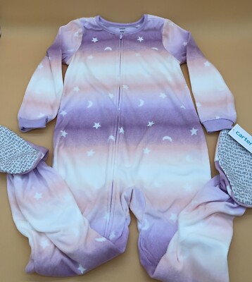 Carter's Girls Stars Moon Footed Pajamas One Piece PJs Size