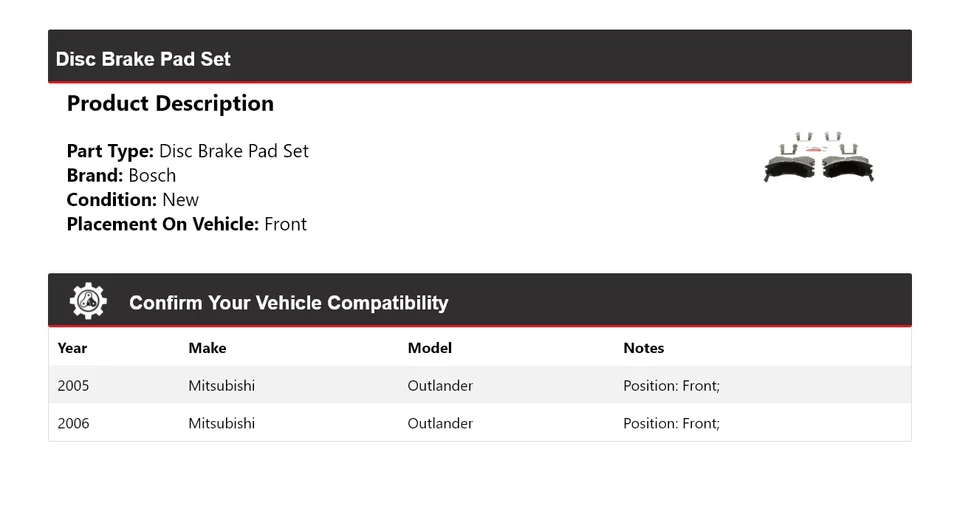 Pastillas de freno de cerámica azul con delantera HD para Mitsubishi Outlander Bosch 2005-2006 Foto 2 de 4