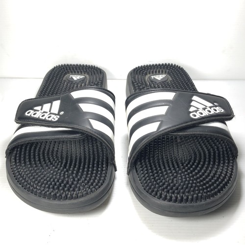 Adidas Adissage Black White Logo 