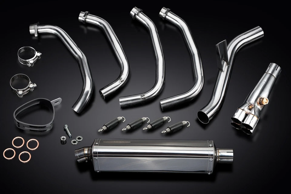 Silenciador de escape completo Kawasaki Z900RS 2018-2024 4-1 17" triple ovalado de acero inoxidable Foto 3 de 4