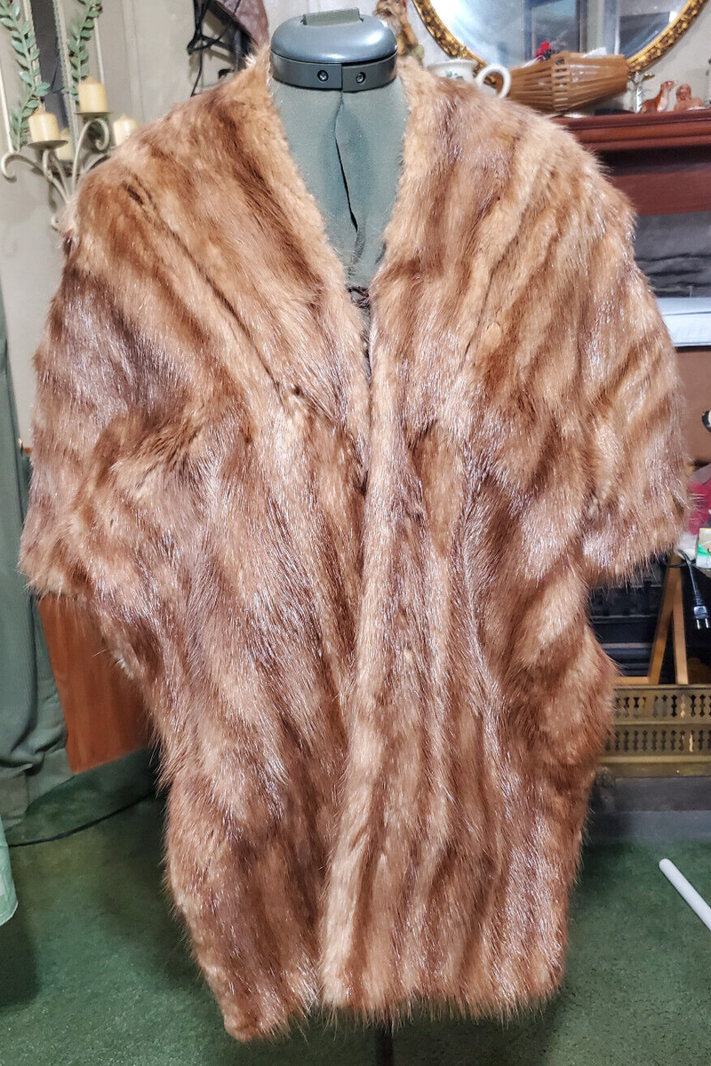 Lovely VINTAGE Mink Fur CAPE STOLE Wrap Cape - The Bandbox 