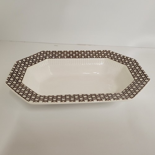 Independence Ironstone Interpace Rohr braun 9" Achteck Servierschale Japan