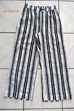 NWT Abercrombie  Fitch Womens Wide Leg Pants XS Cropped Black Striped 68 F186